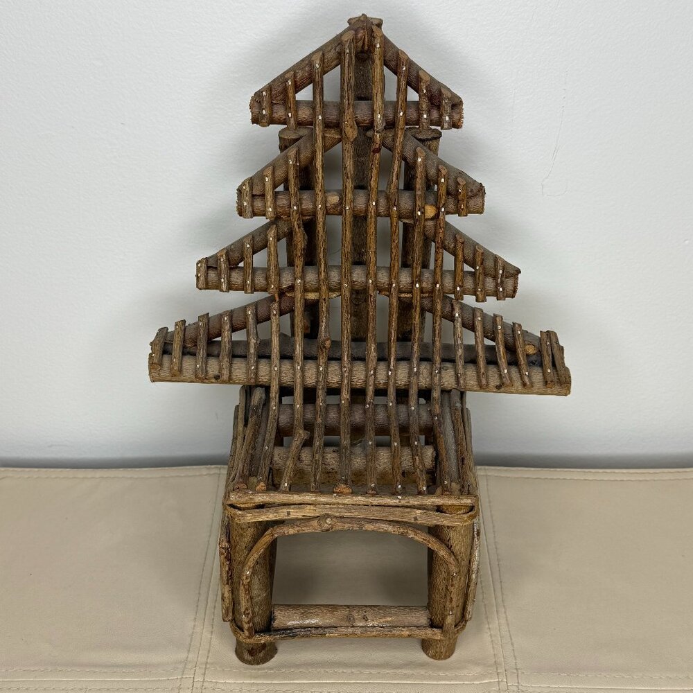Twig Furniture Doll Chair Folk Art Rustic Decor Handmade Bent Wood 12.5 in Tall